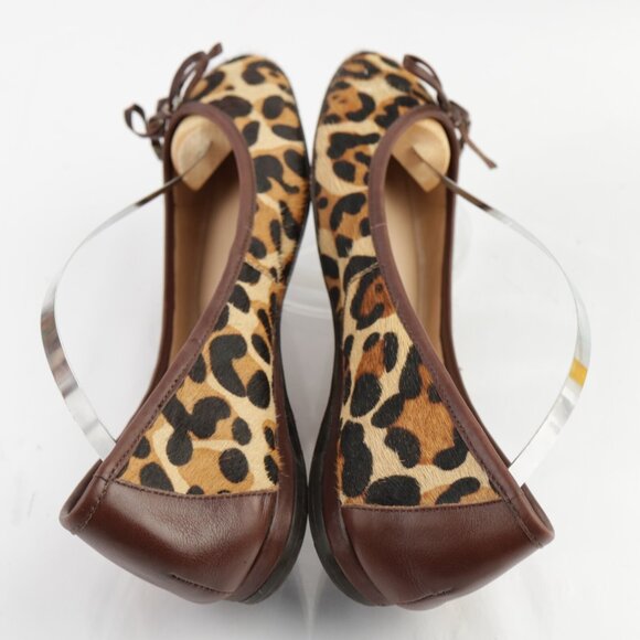 Jean-Michel Cazabat Womens Rikita Ballet Flats Size 38.5 8.5 Brown Leopard Fur - Picture 7 of 12